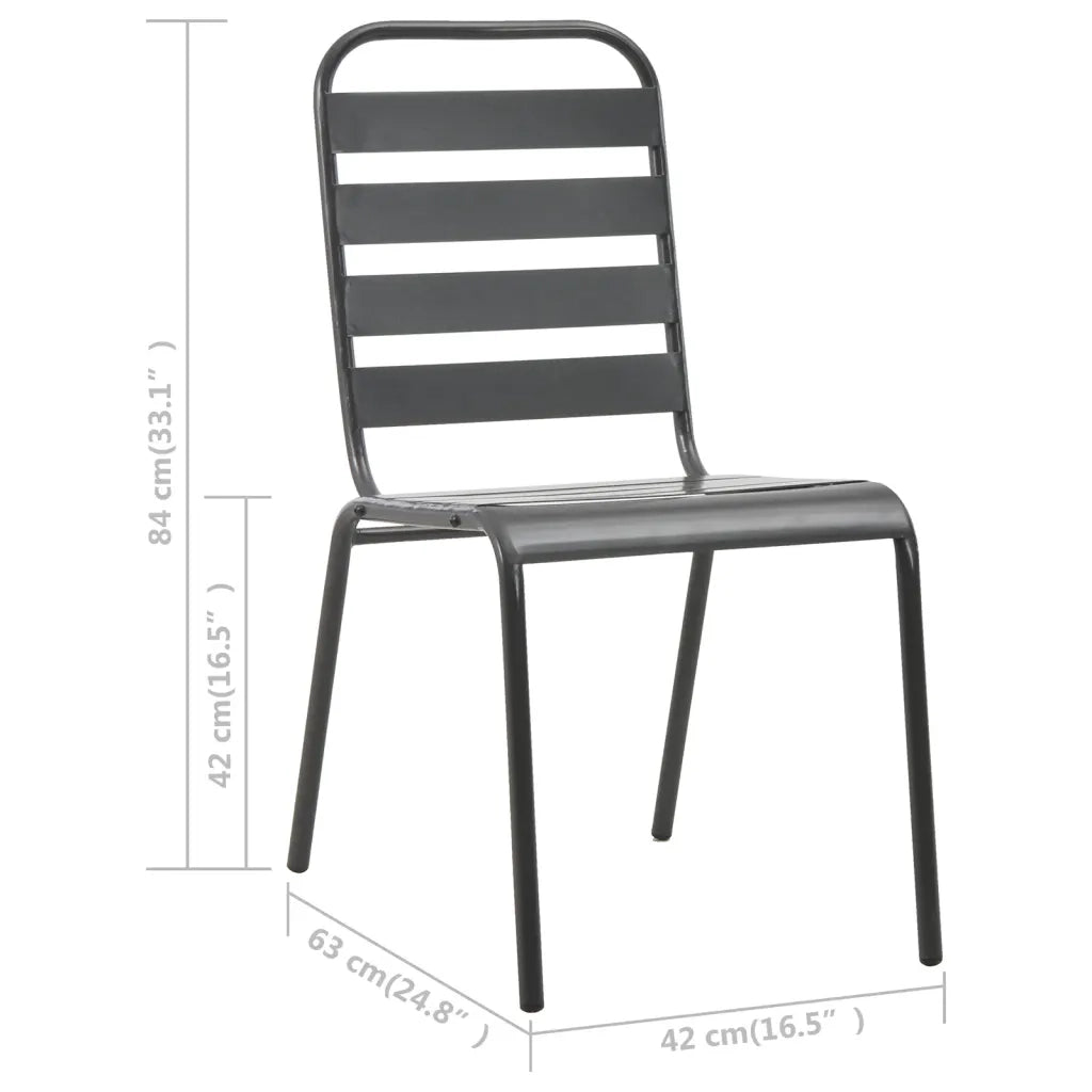 Set Mobili da Pranzo per Giardino 7 pz in Acciaio Grigio Scuro cod mxl 70894