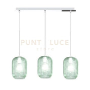 SOSPENSIONE CROMO 3 LUCI RETTANGOLARE VETRI VERDE 1181CR-S3 R-VE