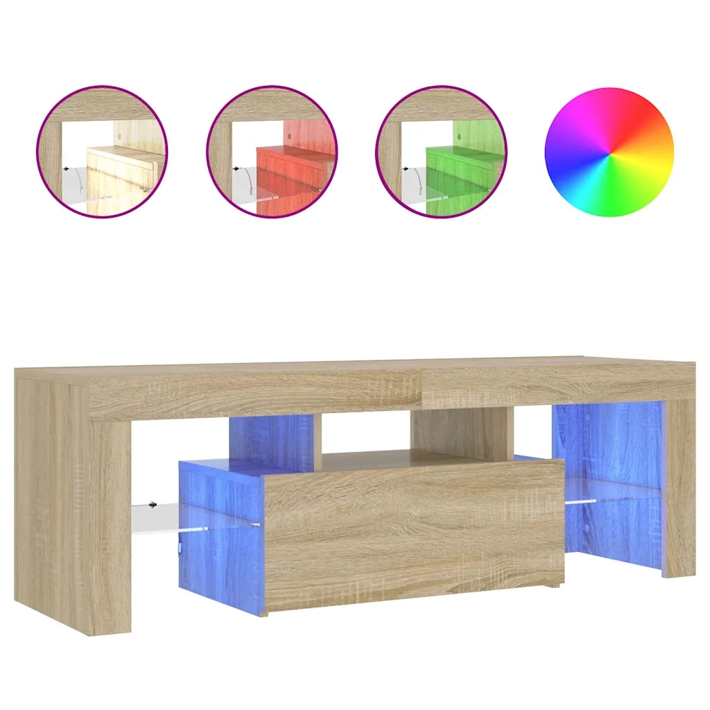Mobile Porta TV con Luci LED Rovere Sonoma 120x35x40 cm