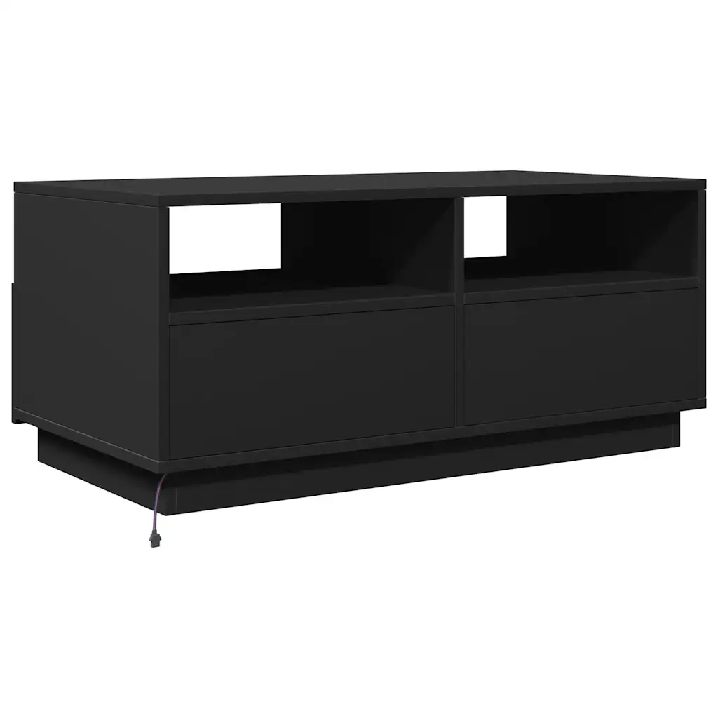 Tavolino da Soggiorno con Luci LED Nero 90x49x40 cm 839834