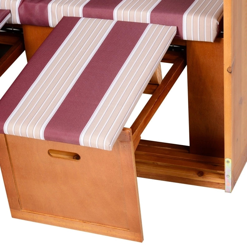 Strandkorb a 2 posti con schienale regolabile a 5 posizioni; 118x79x160 cm; rosso