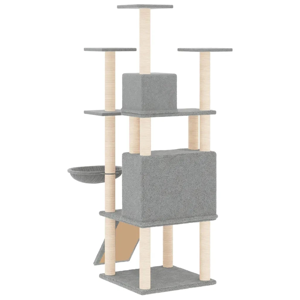 Albero per Gatti con Tiragraffi in Sisal Grigio Chiaro 154 cm cod mxl 24178
