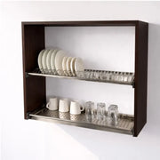 Pensile Scolapiatti H 72 X L 80 X P 33 Completo Di Scolapiatti In Acciaio Inox. Spedizione In Kit in Colore Wenge
