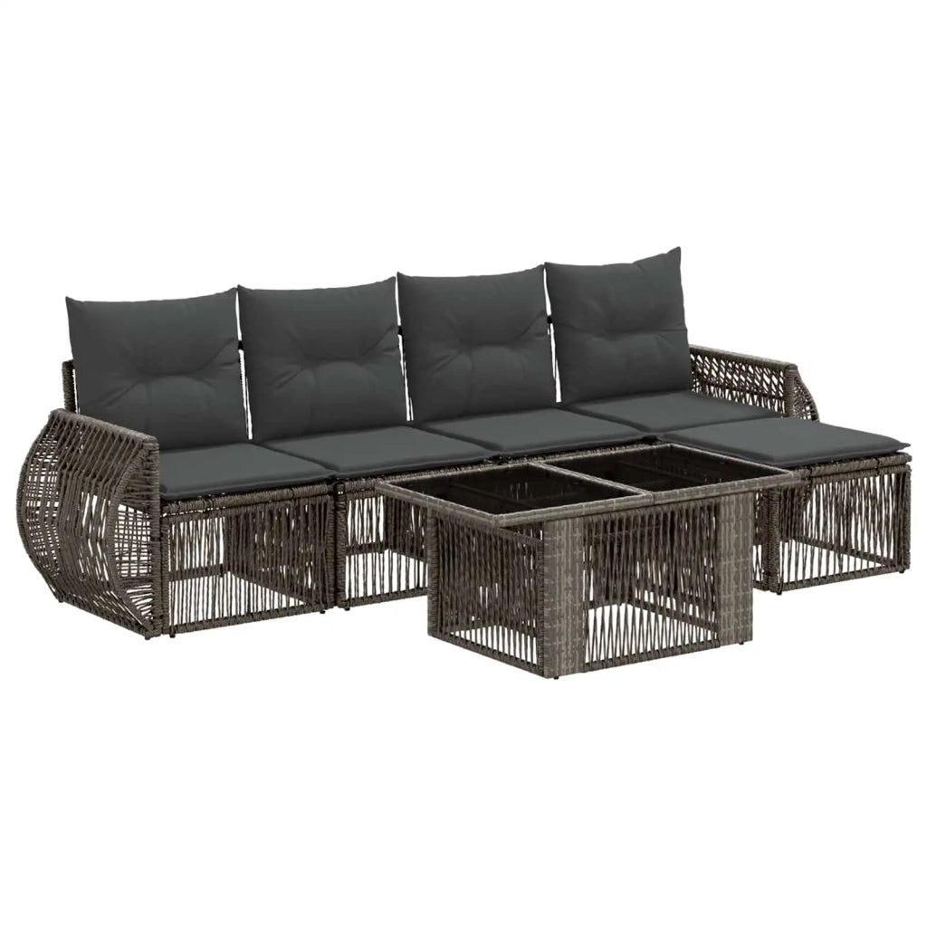 Set Divano da Giardino 6 pz Grigio e Grigio Scuro polyrattan 3436937