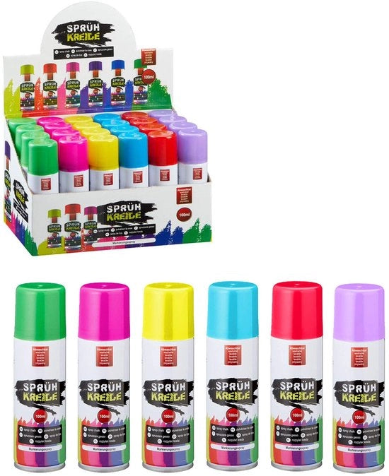 Kit di pennarelli spray a 6 colori - pennarelle spray - vernice spray - idonee per la rimozione con acqua - 100 ml per lattina - adatto per segni temporanei
