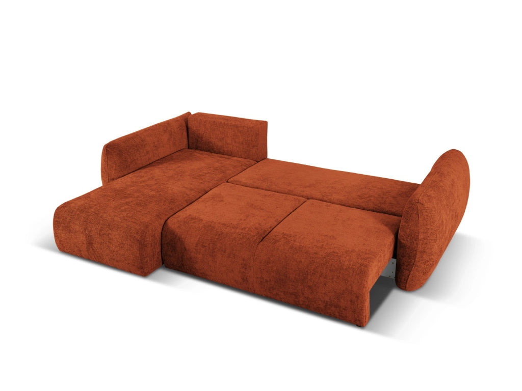 Cosmopolitan Design - Divano convertibile angolare sinistro con contenitore "Matera" 4 posti in ciniglia terracotta 