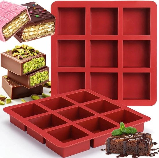 Forma per cioccolata in silicone profonda, 2 pezzi, forma per torta di cioccolata con 9 buchi, forma per bonbons, cornbread cheesecakes, 75 caratteri.