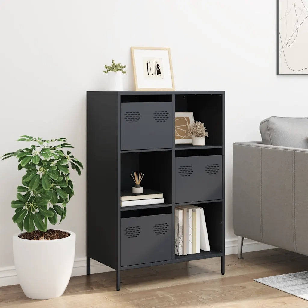 Credenza | Madia | Buffet da pranzo | Armadio da pranzo Antracite 68x39x103,5 cm Acciaio