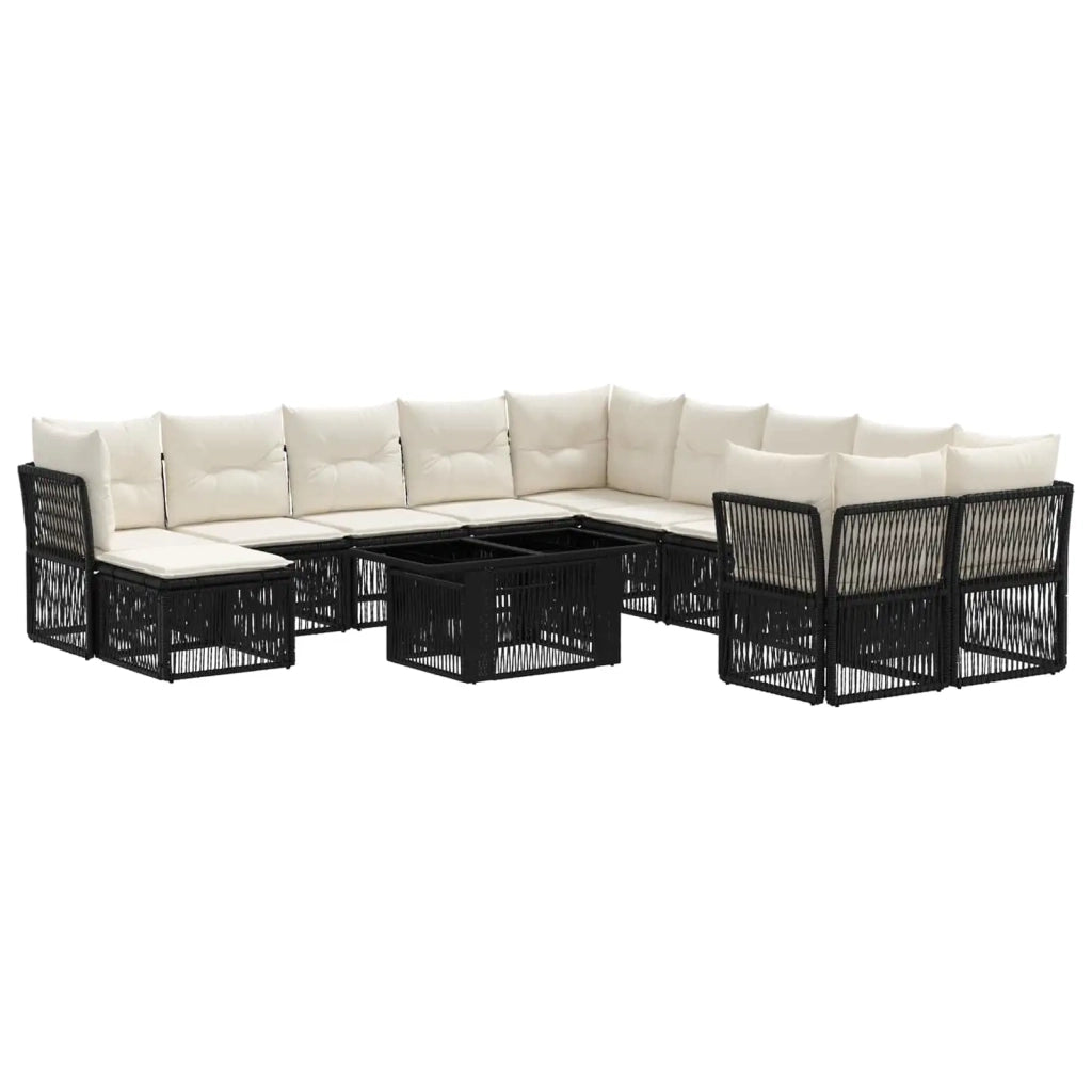 Set Divano da Giardino 12 pz Nero polyrattan 3436579
