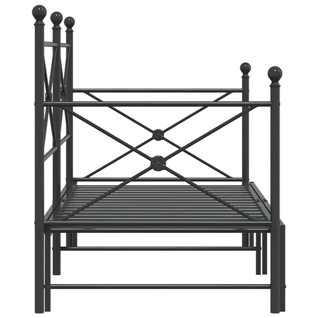 Divano Letto Estraibile senza Materasso Nero 90x190 cm Acciaio 4104674