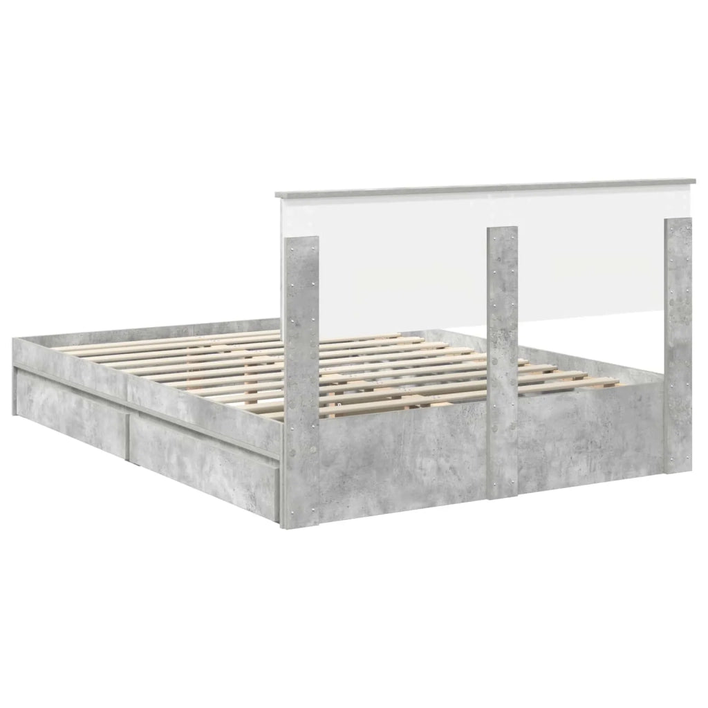 Letto con Contenitore con testiera Grigio cemento 150 x 200 cm 3408448