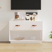 Mobile Porta TV Bianco 90x40x60 cm in Legno Massello di Pino 821523