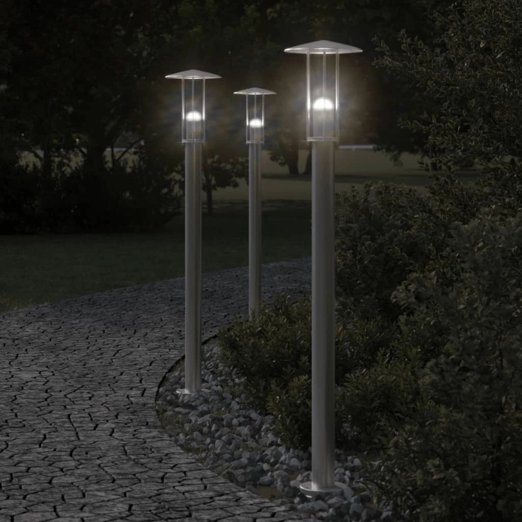 Lampada da terra per esterni in argento 100 cm in acciaio inox Argento 02_0042514