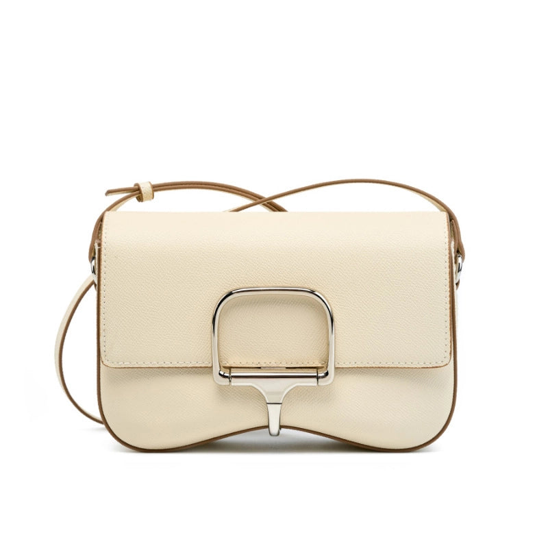 Borsa a tracolla Della da donna in vera pelle, colore bianco.