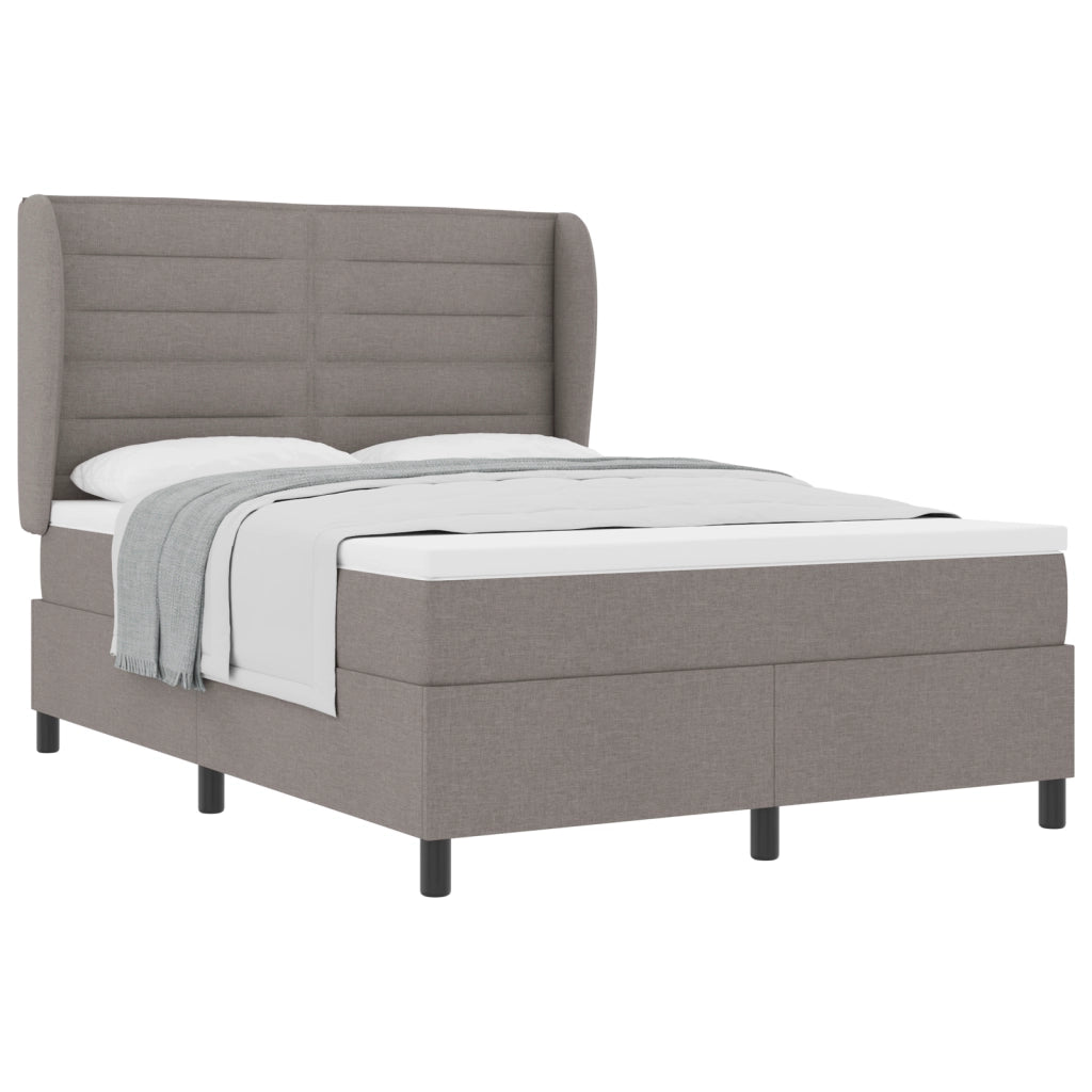 Letto Box Spring con Materasso Tortora 140x200 cm Tessuto