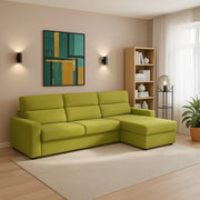 Vigonovo, Divano Fisso con Penisola Sfoderabile Made in Italy, 280x160 cm Verde