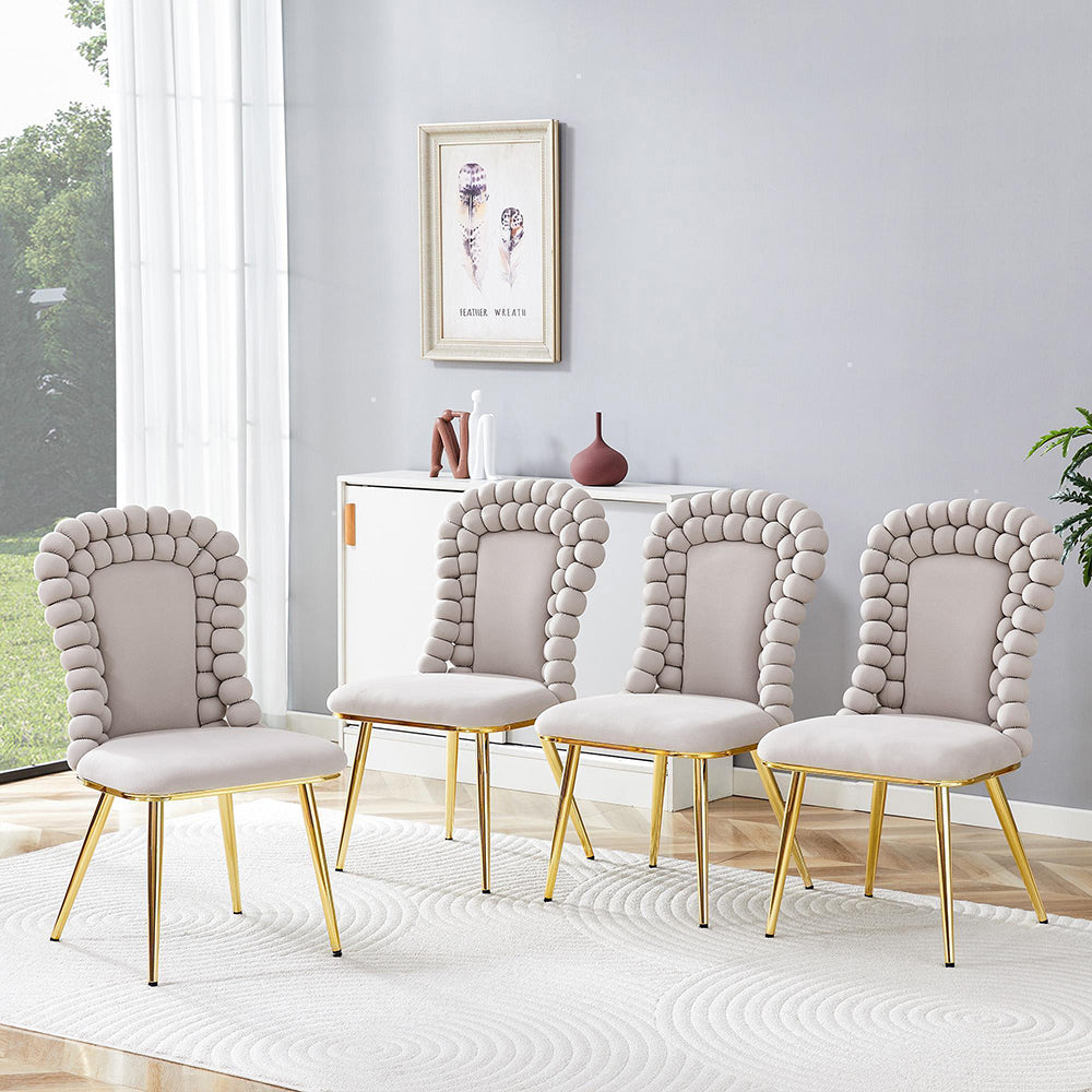 Set 2 sedie da pranzo - Xylo - velluto beige gambe dorate