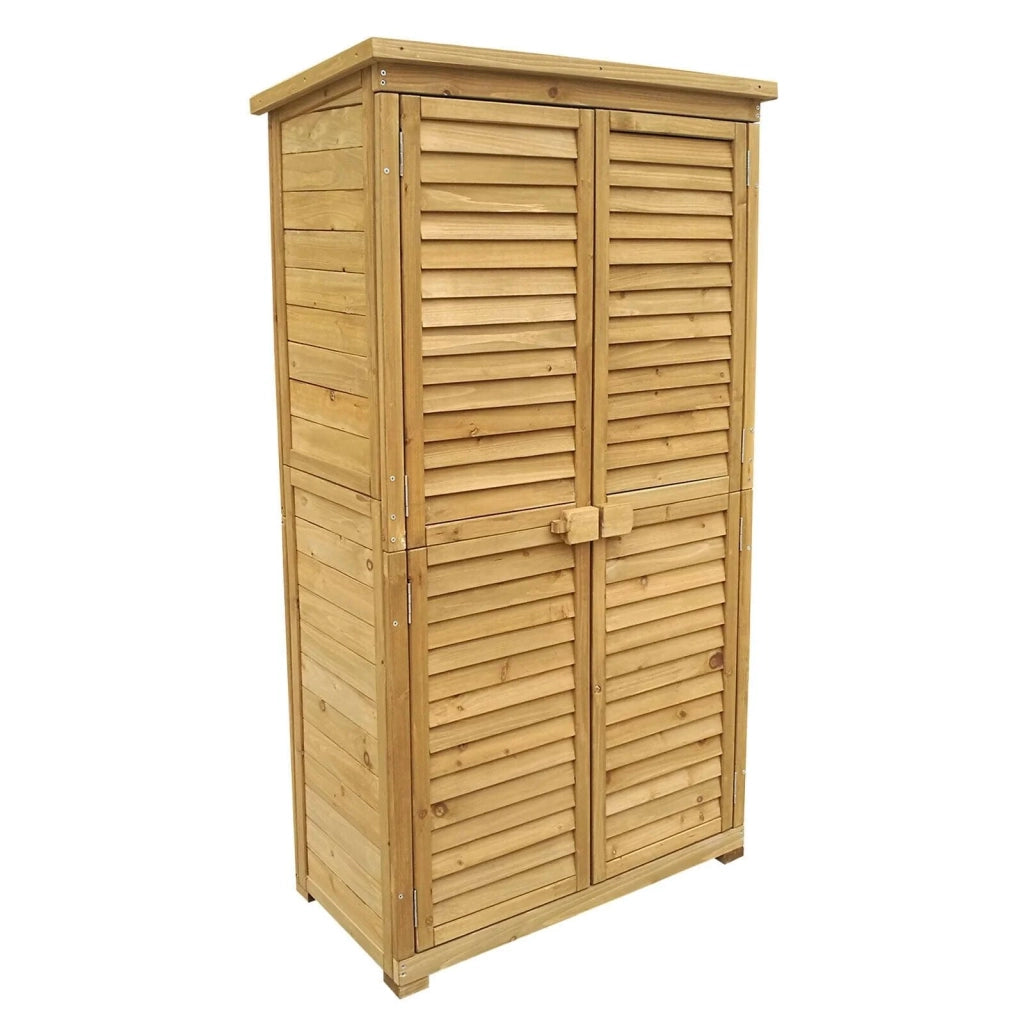 Armadio da giardino con ante a doghe 160 cm legno di abete rosso tetto in bitume 16_0002170