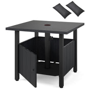 Tavolino da esterno con foro per ombrellone da 48 cm base per tavolo con 2 sacchetti di sabbia-Tavolino da esterno per giardino Nero