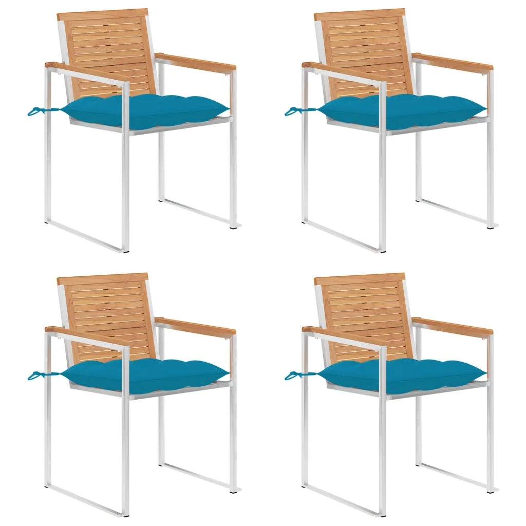 Sedie da Giardino con Cuscini 4 pz in Legno Massello di Teak cod mxl 24240