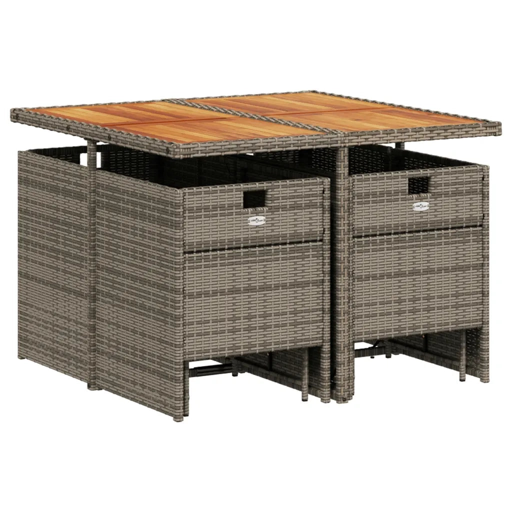 Set da Pranzo da Giardino 9 pz con Cuscini in Polyrattan Grigio 3277729