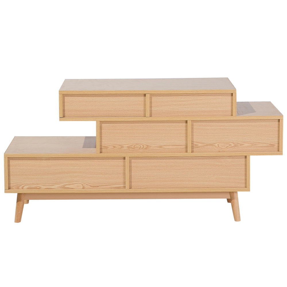 Credenza Marrone 4 Cassetti 2 ripiani Design asimmetrico scandinavo