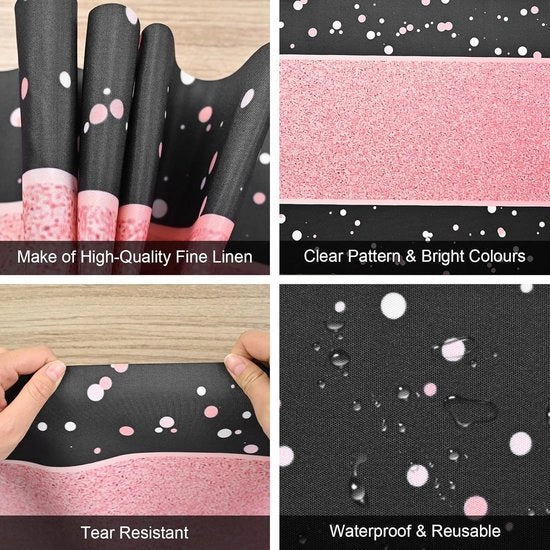Tavolo da Festa per Compleanni Nero Rosa Decorazione da Tavola per Compleanni Decorazione da Tavola per Bambini Ragazze Ragazzi 180 x 35 cm