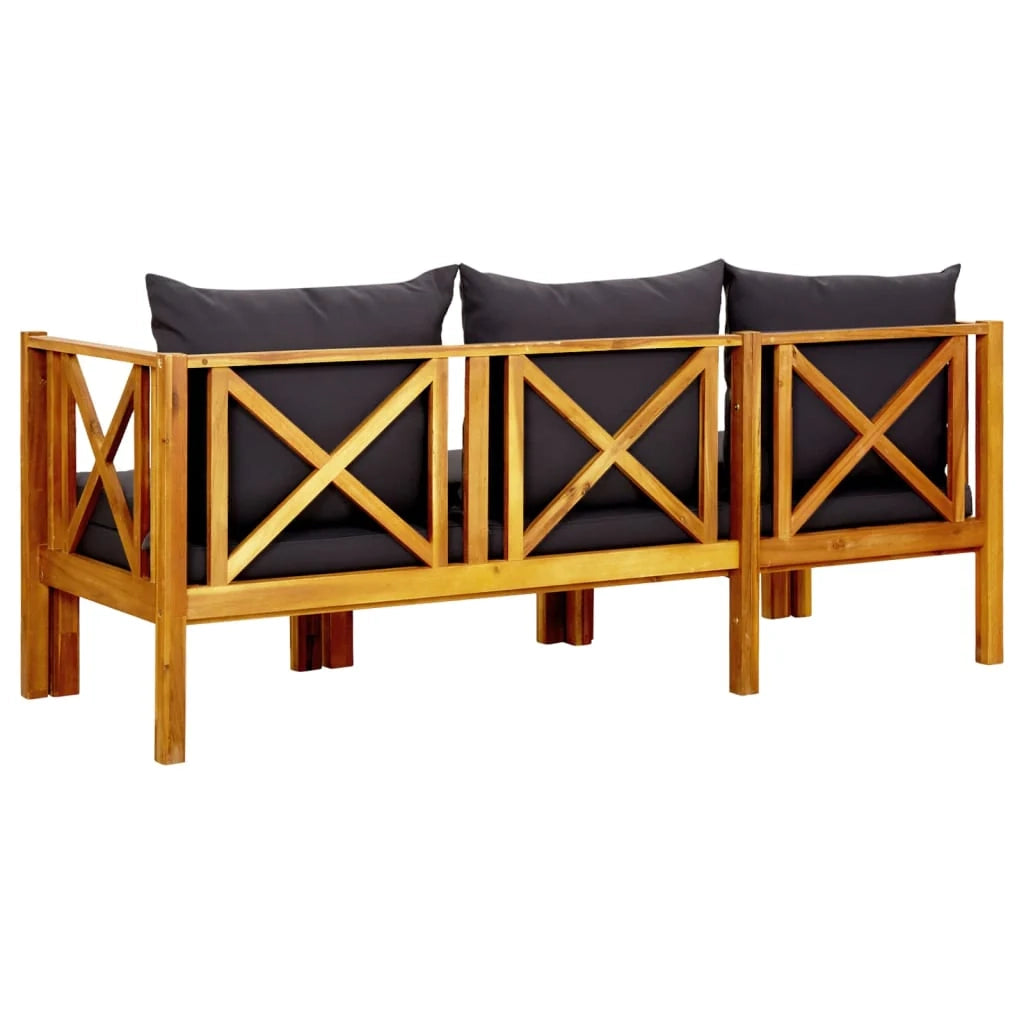 Panchina da giardino arredo esterno per patio terrazzo 3 posti con cuscini 179 cm legno massello di acacia 02_0011319