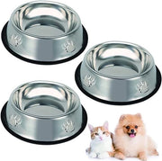 Set di 3 ciotole per gatti in acciaio inossidabile con base di gomma antiscivolo per gatti e piccoli cani da interni - alimentatore per animali domestici