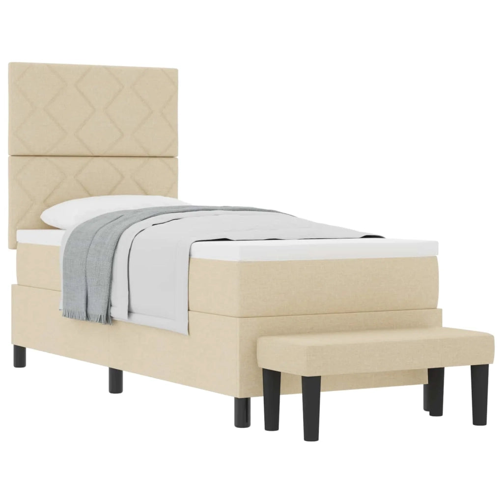 Letto a molle con testiera Crema 80 x 200 cm Tessuto 3344105