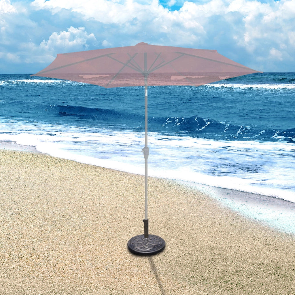 Base per ombrellone rotondo in resina da esterno ¦µ54,5x35cm, Supporto per il palo ombrello ¦Õ38 o ¦Õ48mm Bronzo-Basi per ombrellone