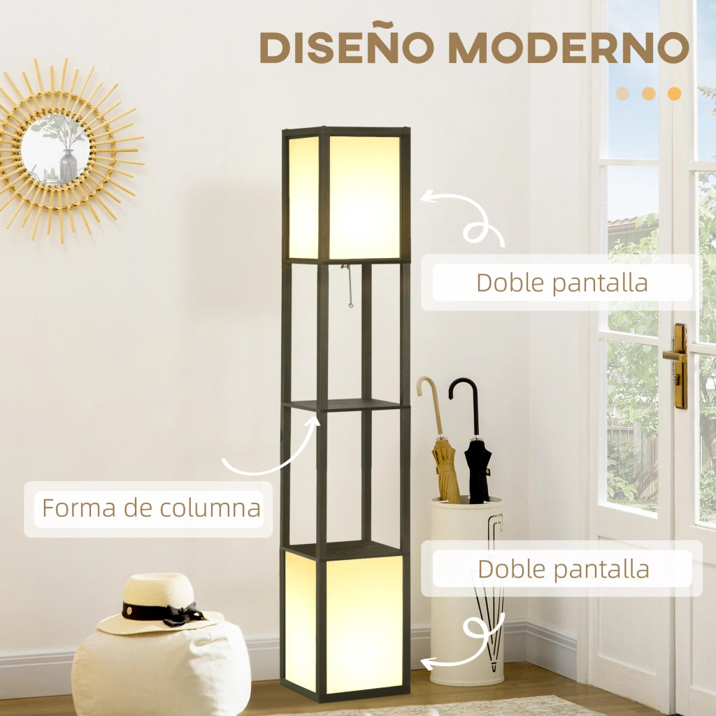 Lampada da terra con mensola ¨C Zephmum ¨C Nero e Bianco 26x26x156 cm