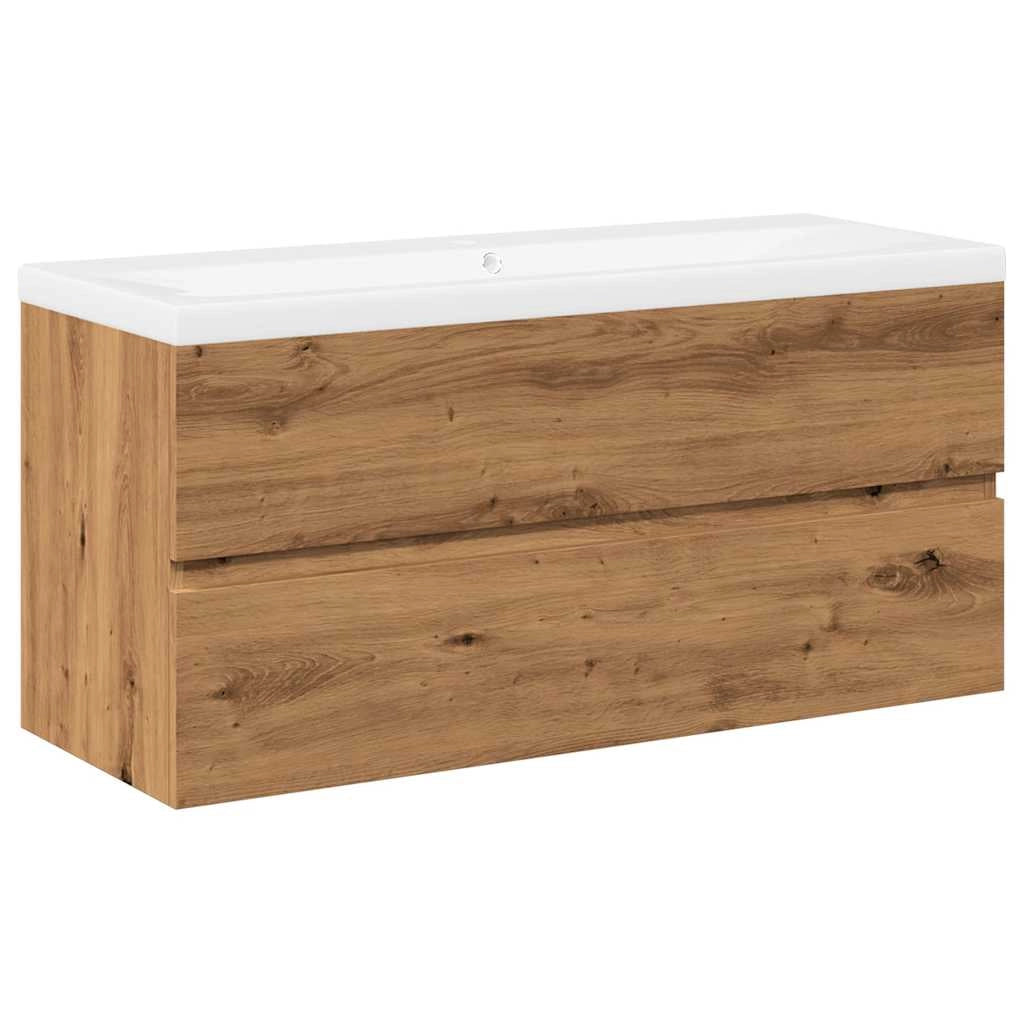 Mobiletto da bagno con pratico contenitore 100 x 38,5 x 45 cm finitura rovere ingegnerizzato fatto a mano 02_0055853