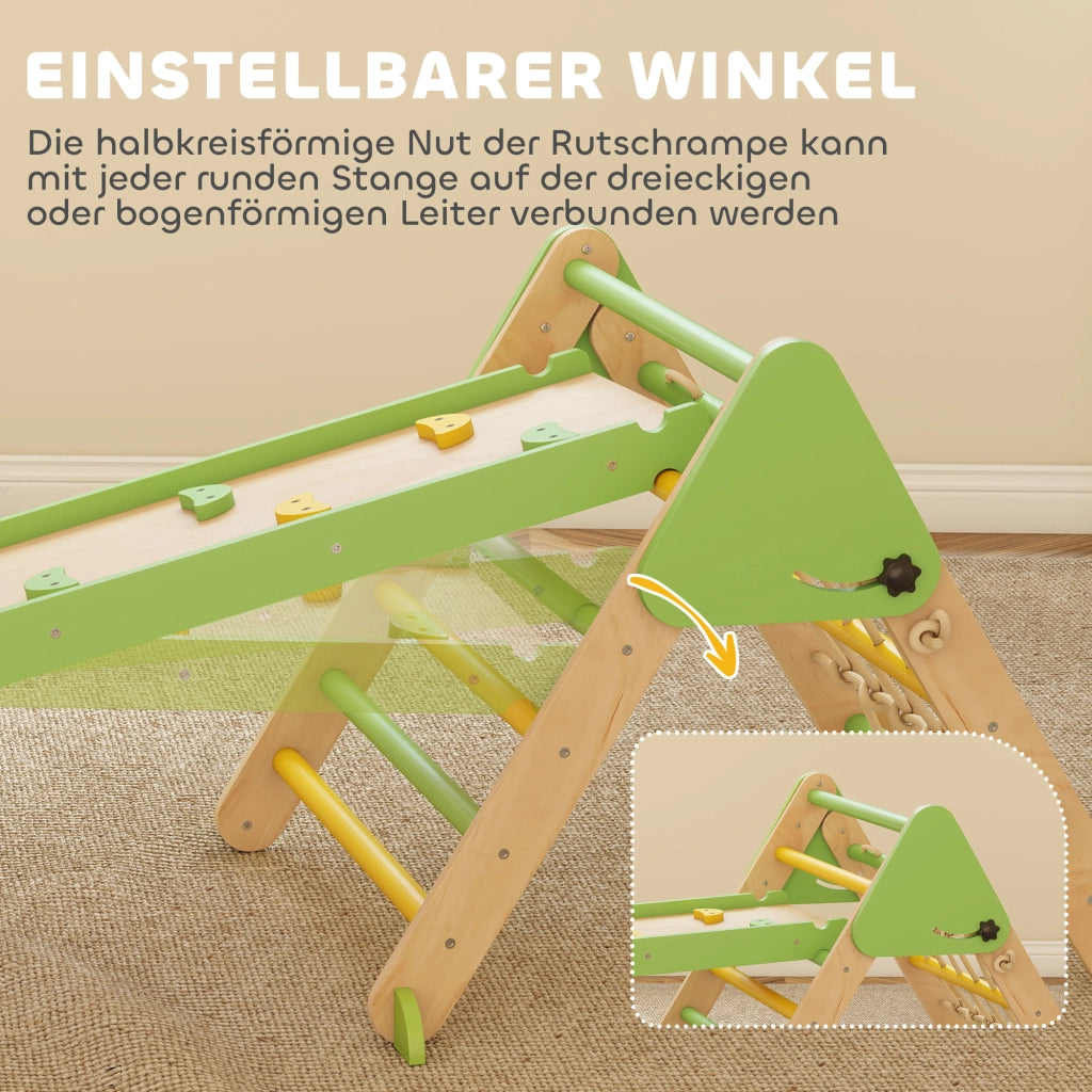 Gioco Montessori in Legno con Scivolo e Scala ¨C zephmum ¨C Verde
