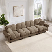 Divano modulare in chenille 330x86x90 cm marrone