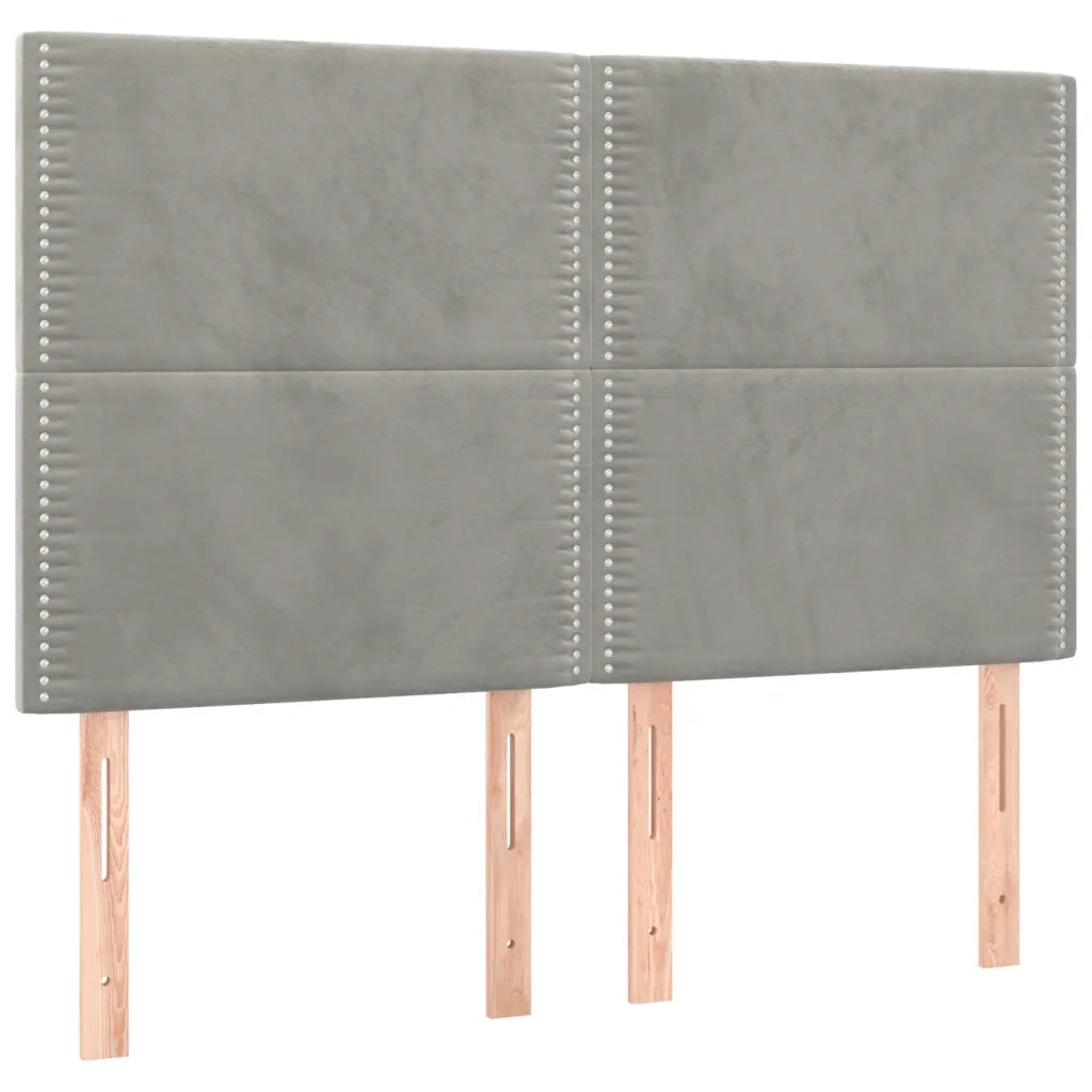 Giroletto con Testiera Grigio Chiaro 140x200 cm in Velluto cod mxl 58703