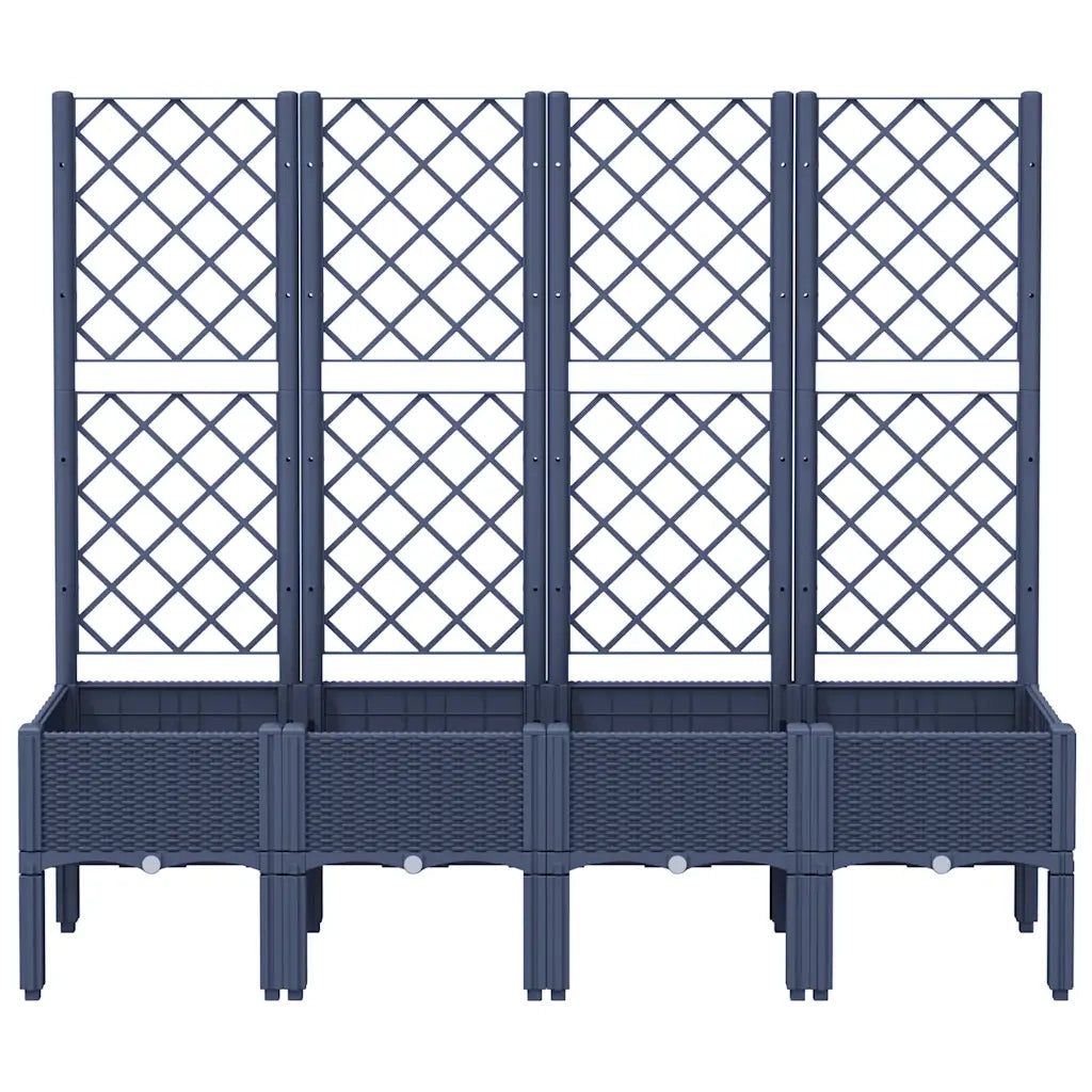 Fioriera Giardino con Traliccio Grigio Blu 160x40x142 cm PP 367931