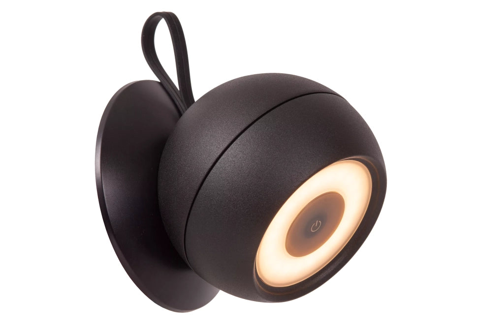 Applique esterna LED 2W 3000K a batteria IP54 nera Lunex Lucide