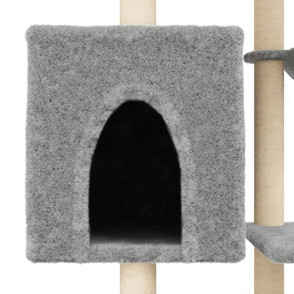 Tiragraffi per gatti Mobili per arrampicata su torre Tiragraffi piattaforma da arrampicata con tiragraffi in sisal leggero 131 cm grigio 02_0022560