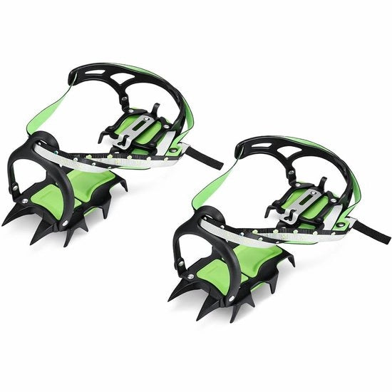 Stecchi da scalata 14 denti in acciaio - Gomme antiscivolo per ghiaccio/neve - Protezione sicura per le scarpe - Catene universali per scarpe - Adatto per scarpe da montagna/calzature da trekking - Scarpe da neve
