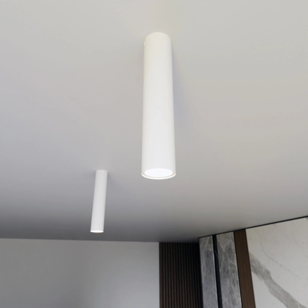 Plafoniera Moderna Faretto Mahadeva 1 Luce Acciaio Bianco 30 Cm