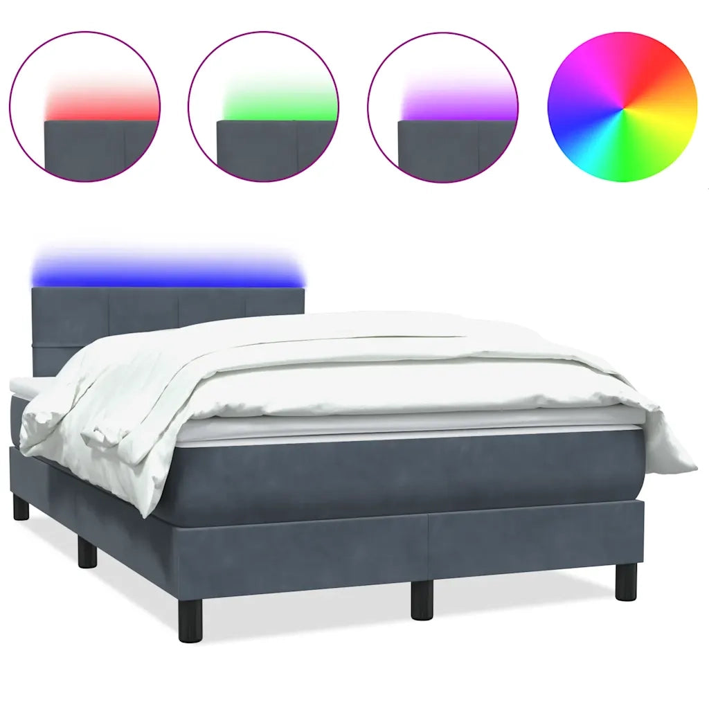 Letto a Molle con Materasso e LED Grigio Scuro 120x220 cm Velluto 3316924