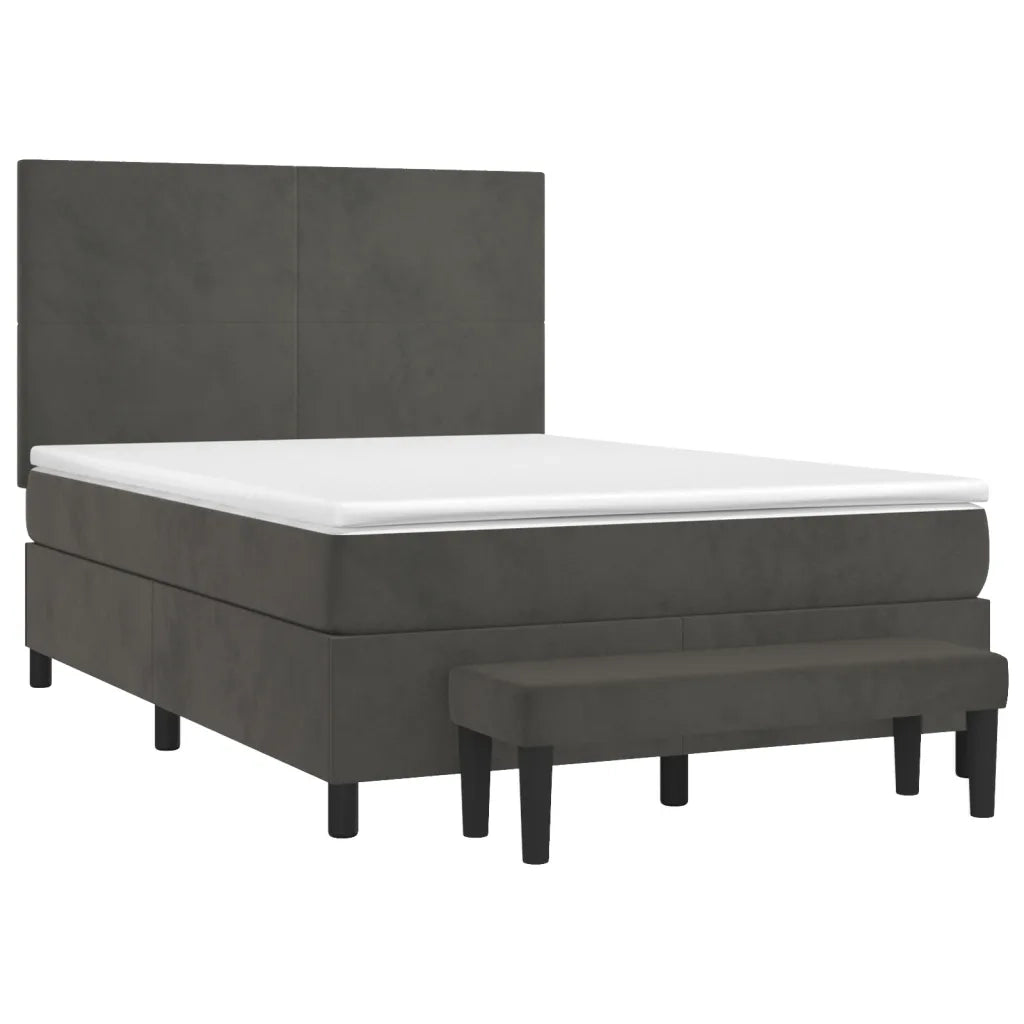 Giroletto a Molle con Materasso Grigio Scuro 140x200 cm Velluto 3137726