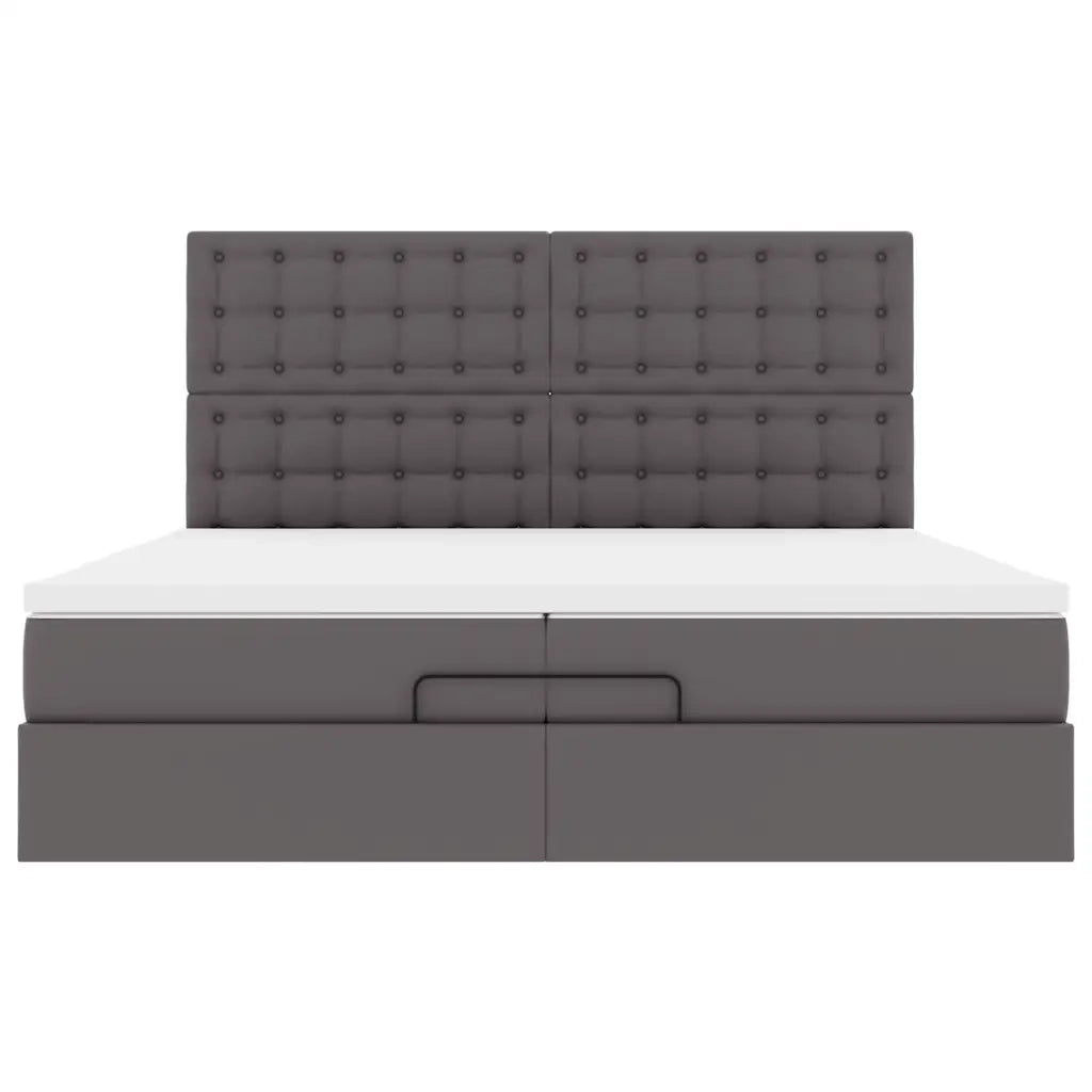 Struttura Letto Pouf con Materassi Grigio 200x200 cm Similpelle 3313873