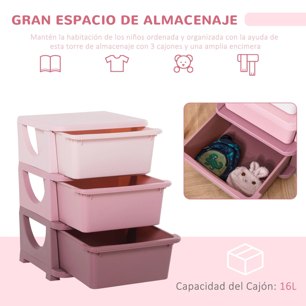 Cassettiera per Bambini con 3 Cassetti ¨C Zephmum ¨C Beige 37x37x56,5 cm