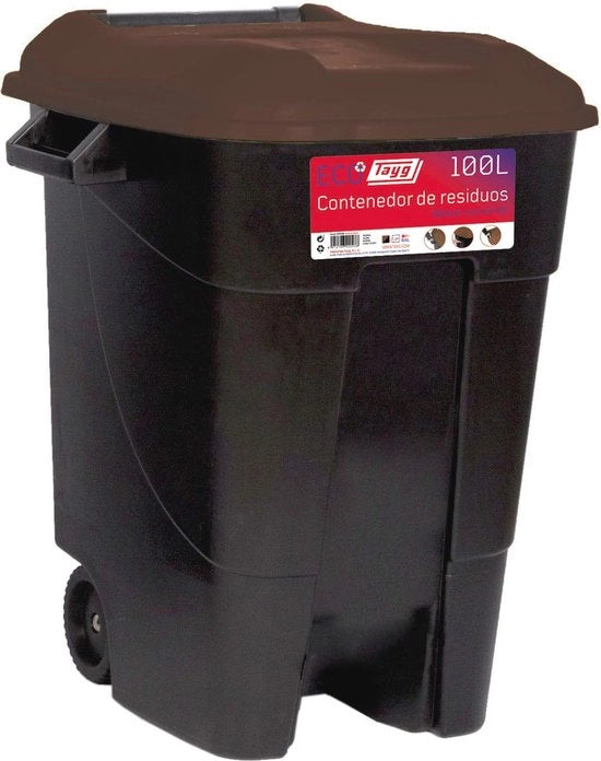 Contenitore di Rifiuti Ecowich 100 Litri - Base Nera e Coperchio Moka