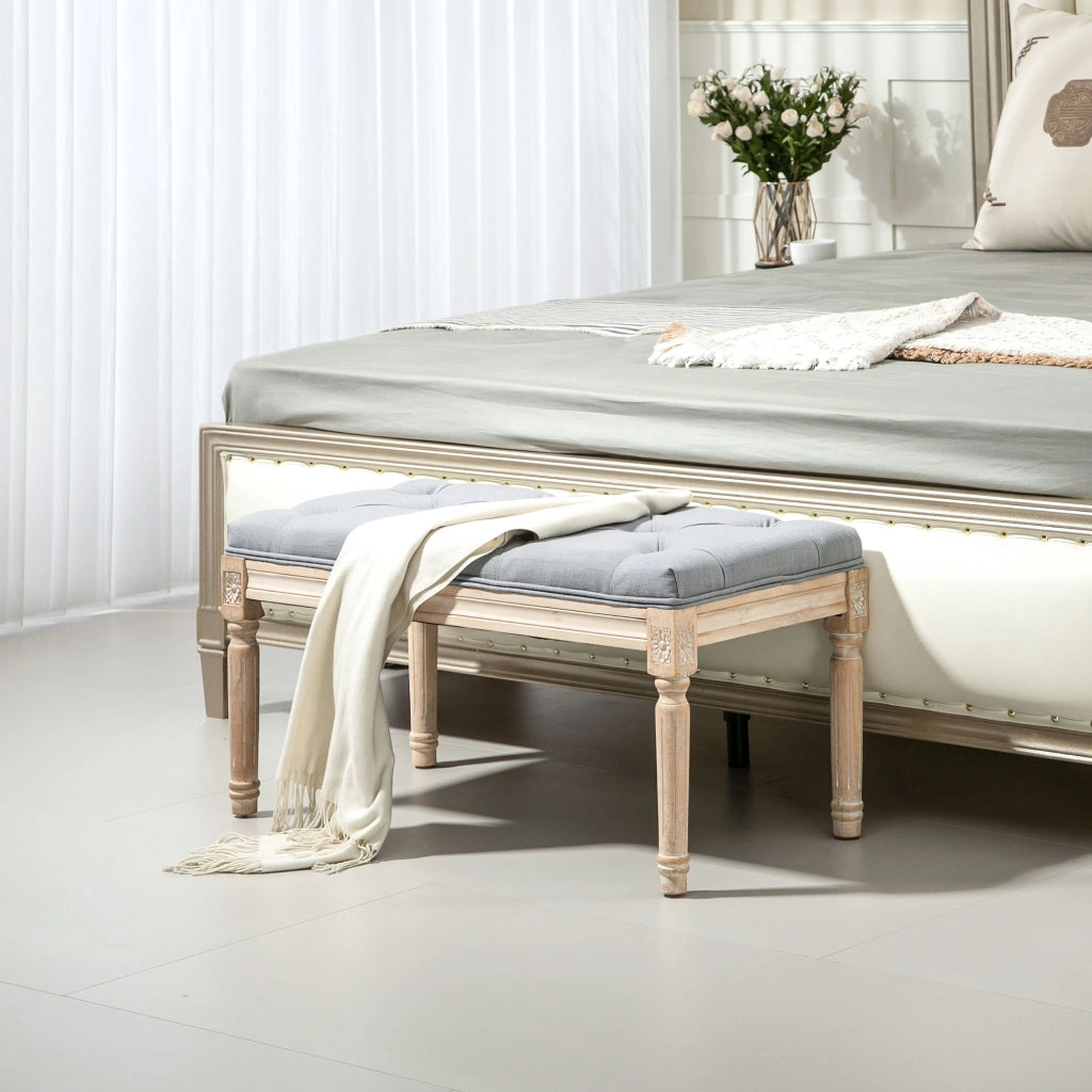 Pouf piedi letto imbottito in tessuto ¨C zephmum ¨C grigio chiaro