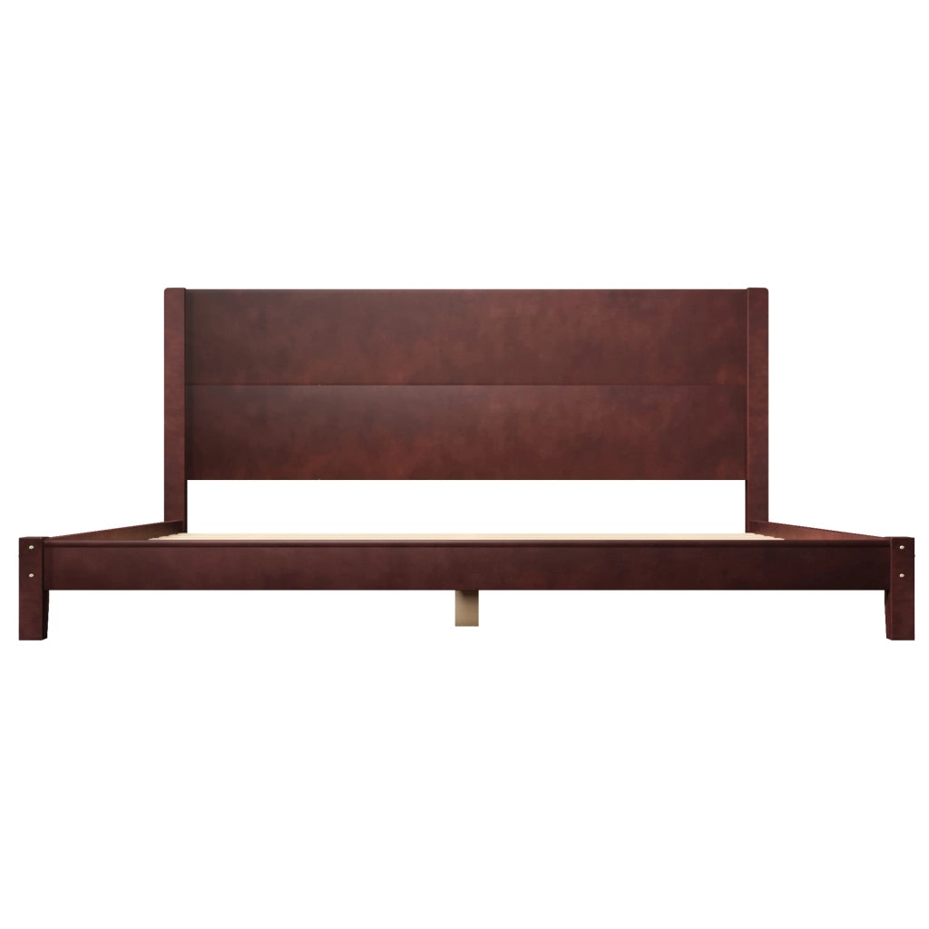 Letto matrimoniale 180x200 cm con testiera e rete a doghe marrone