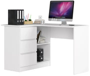 Scrivania angolare AKORD B16 Bianco 124 cm 3 cassetti 124x85x77 cm Modello a sinistra