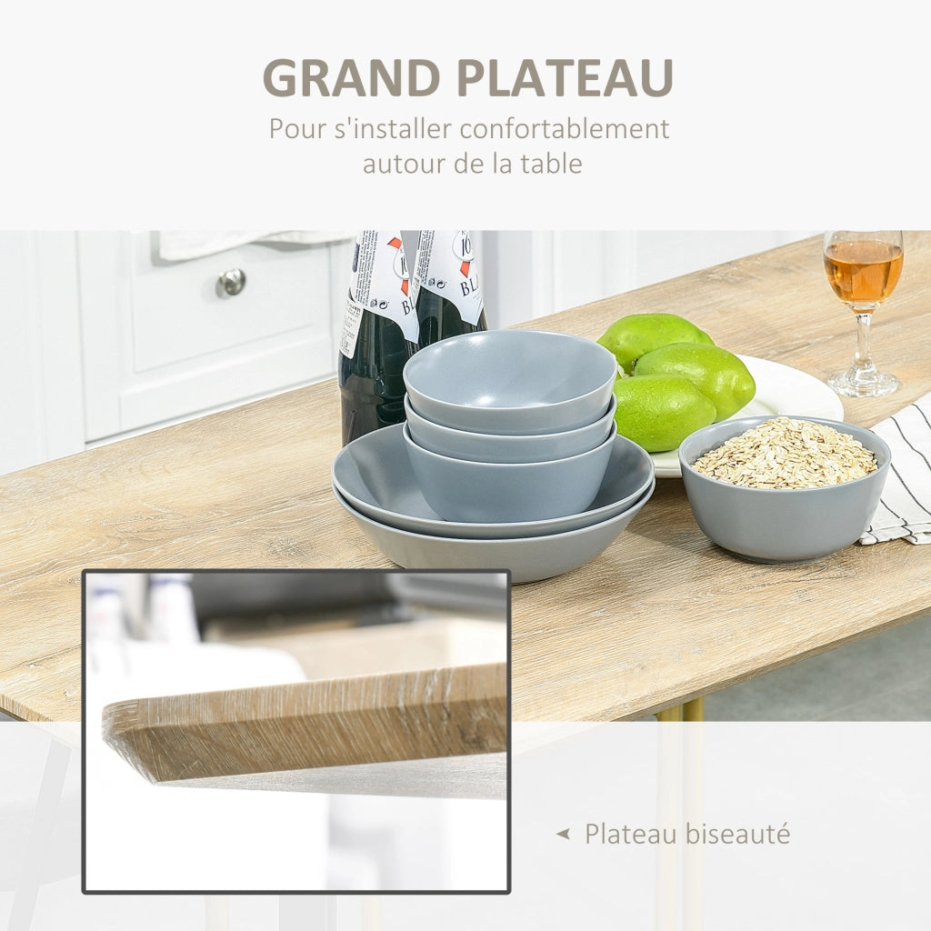 Tavolo da pranzo design industriale ¨C zephmum ¨C MDF effetto quercia chiaro, gambe metallo nero, 120x60x75 cm